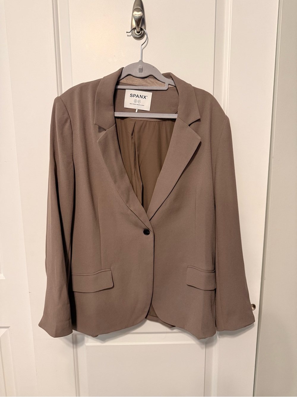 SPANX Women's Single-Button Taupe Blazer